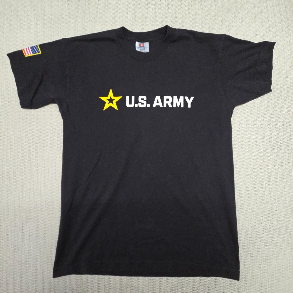 US Army Shirt Mens Large Black Be All You Can Be Graphic Short Sleeve USA Made